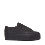 Superga 2790 Nappa Sneakers - Total Black Bristol. Side view.