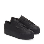 Superga 2790 Nappa Sneakers - Total Black Bristol. Front view.