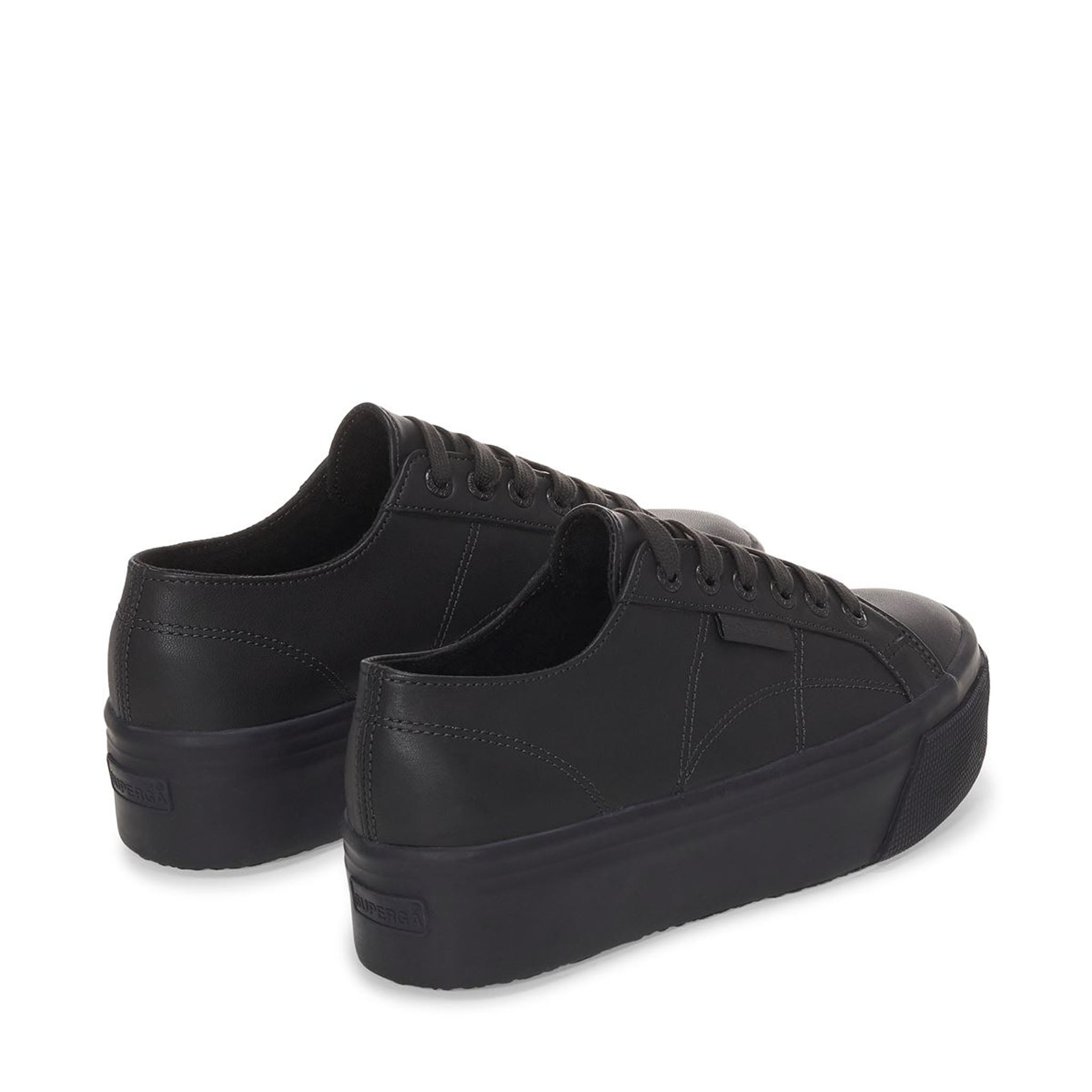 Superga 2790 Nappa Sneakers - Total Black Bristol. Back view.