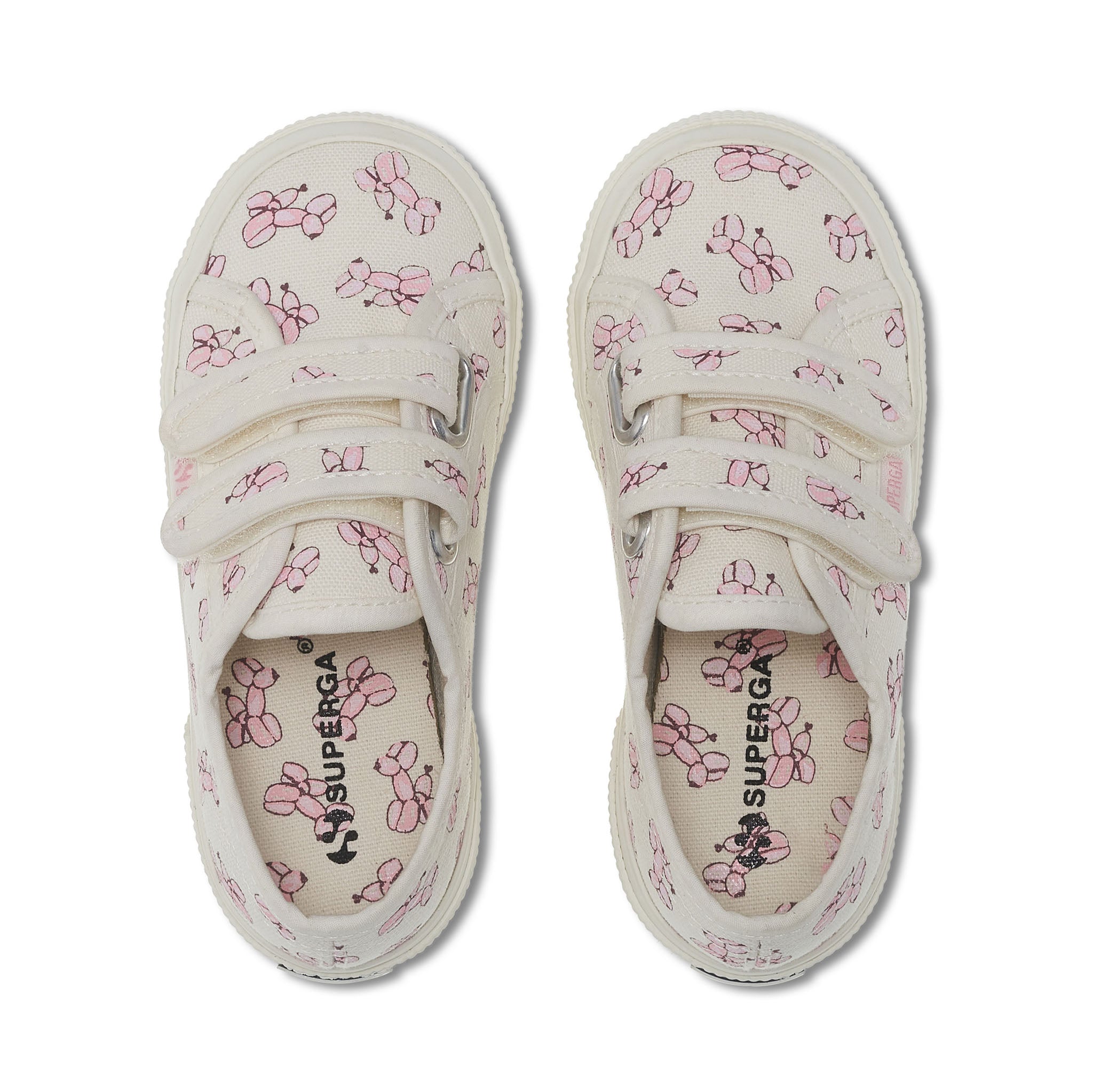 2750 Kids Straps Ballon Print Sneakers - White Avorio Tickled Pink