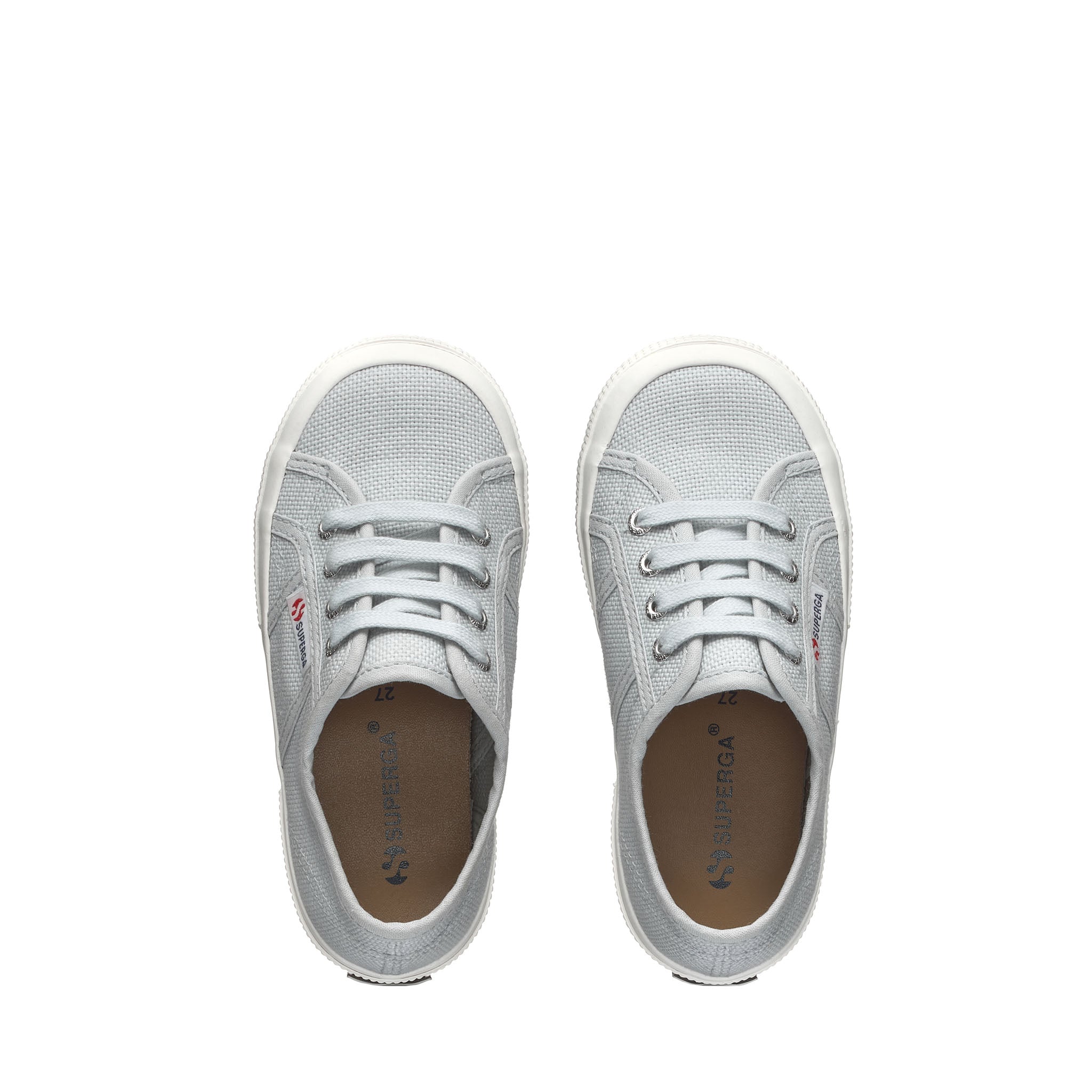 Superga 2750 Kids Jcot Classic Sneakers - Grey Lilla Avorio. Top view.