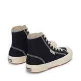 Superga 2295 Drill Overlock Stitching Sneakers - Black Off White. Back view.