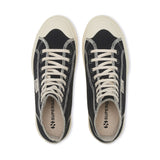 Superga 2295 Drill Overlock Stitching Sneakers - Black Off White. Top view.