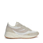 Superga 4089 Training 9Ts Slim Suede Sneakers - White Avorio Beige Lt Gum. Side view.