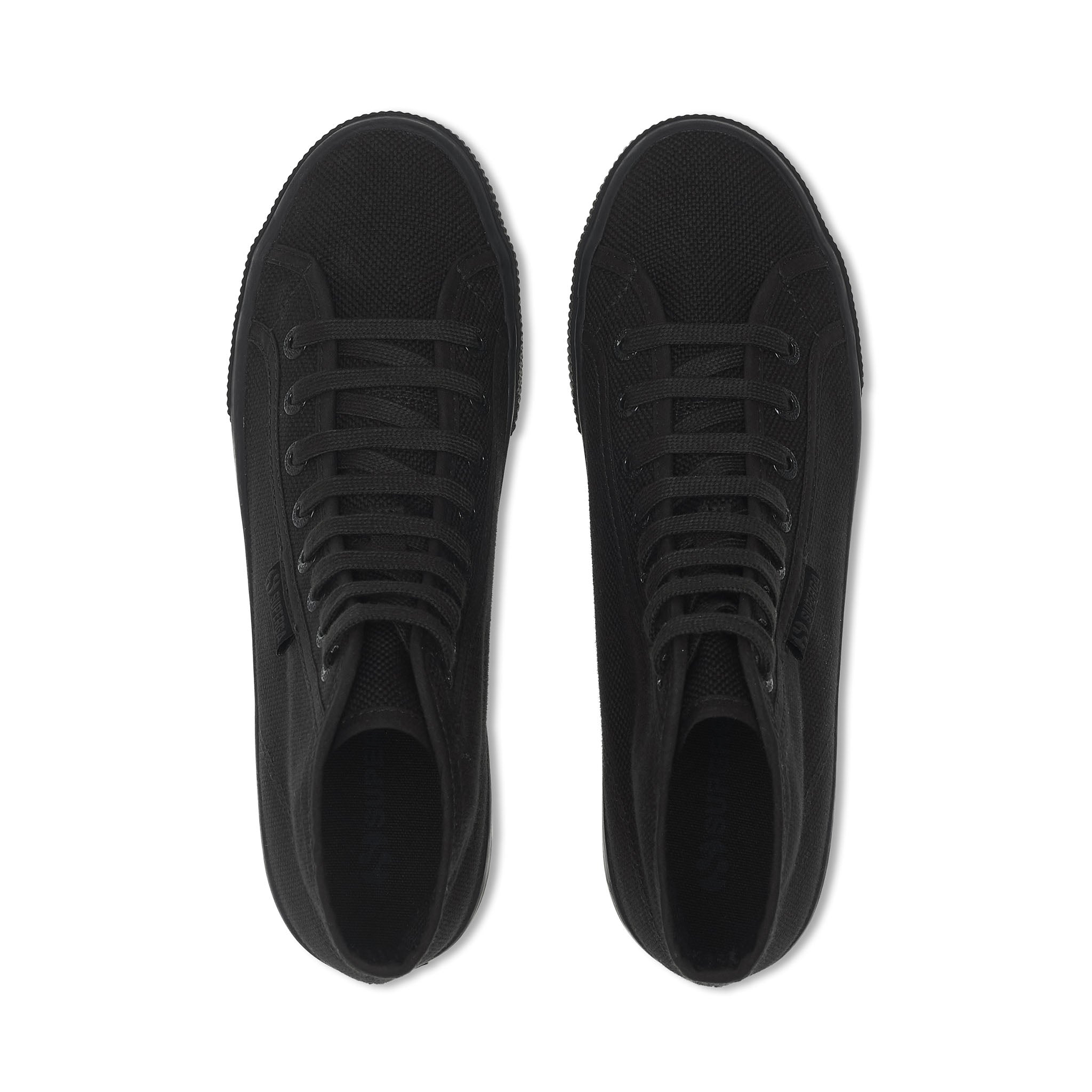 Superga 2708 High Top Sneakers - Total Black Bristol. Top view.