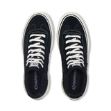 Superga 3141 Revolley Mid Ripped Swallow Tail Sneakers - Black White Avorio. Top view.