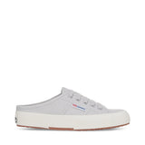 Superga 2402 Mule Sneakers - Grey Silver Avorio. Side view.