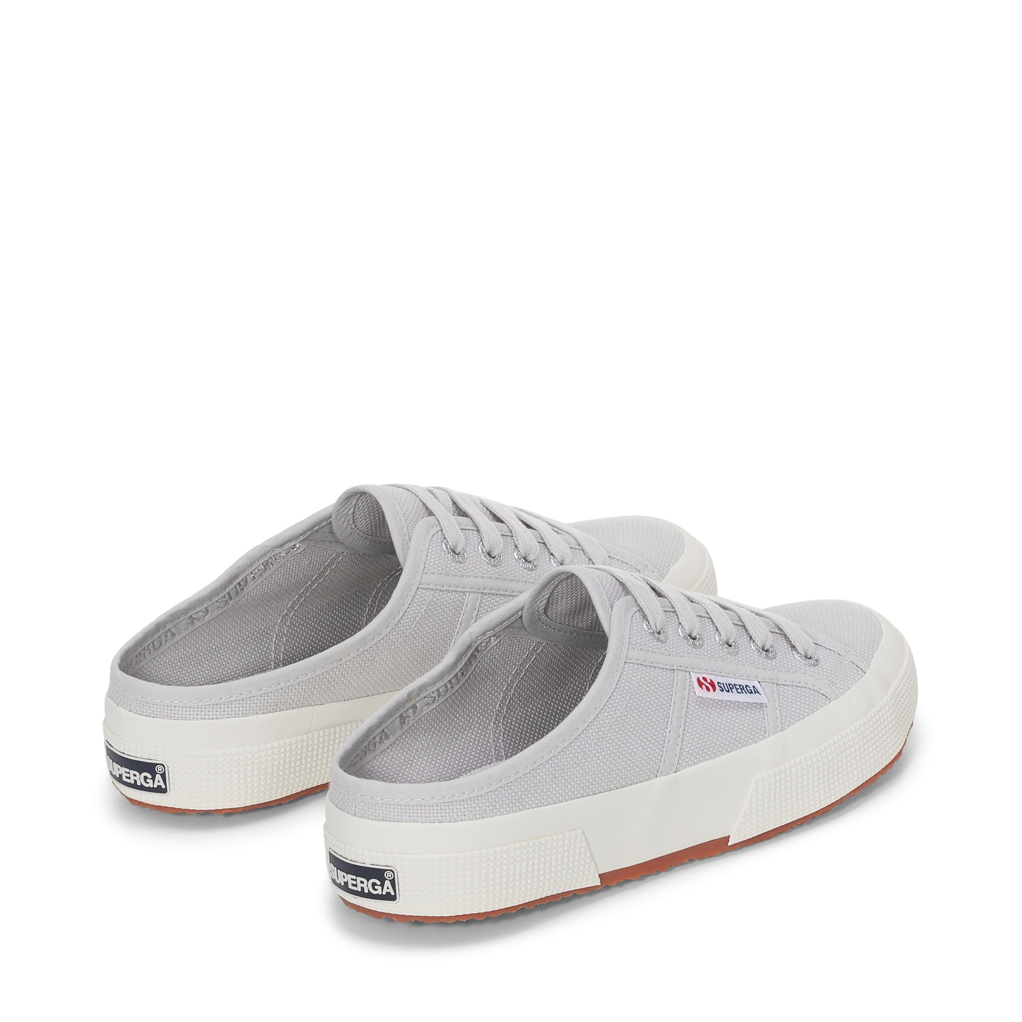 Superga 2402 Mule Sneakers - Grey Silver Avorio. Back view.