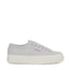 Superga 2740 Platform Sneakers - Grey Silver Avorio. Side view.