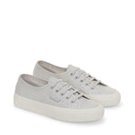 Superga 2750 Pearl Matte Canvas Sneakers - Grey Silver Avorio. Front view.