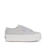 Superga 2790 Platform Sneakers - Grey Silver Avorio. Side view.