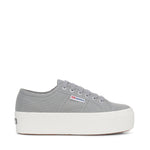 Superga 2790 Platform Sneakers - Grey Md Avorio. Side view.