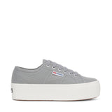 Superga 2790 Platform Sneakers - Grey Md Avorio. Side view.