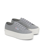 Superga 2790 Platform Sneakers - Grey Md Avorio. Front view.