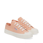 Superga 2630 Stripe Sneakers - Pink Peach Avorio. Front view.