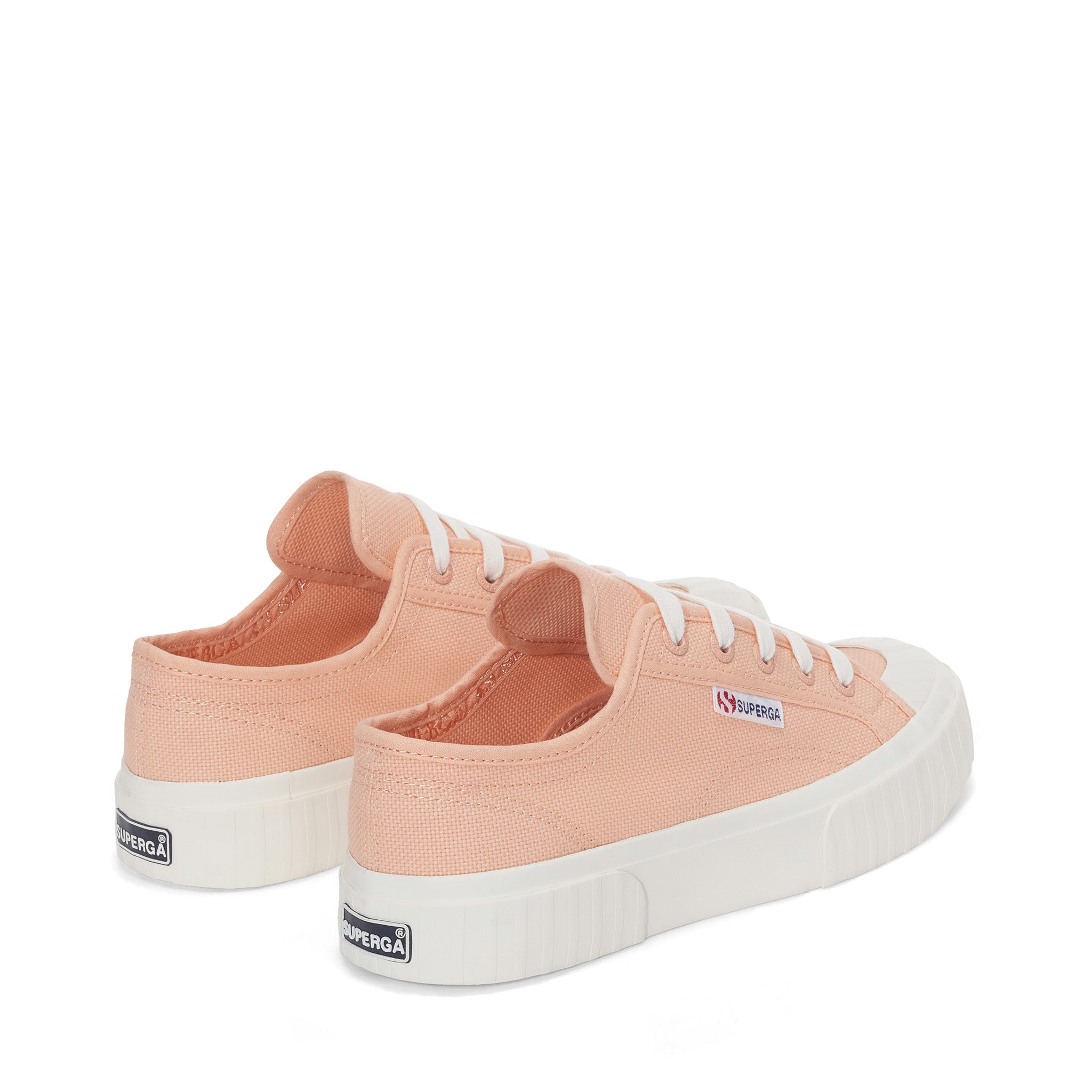 Superga 2630 Stripe Sneakers - Pink Peach Avorio. Back view.