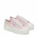 Superga 2631 Stripe Platform Sneakers - Pinkish Avorio. Front view.