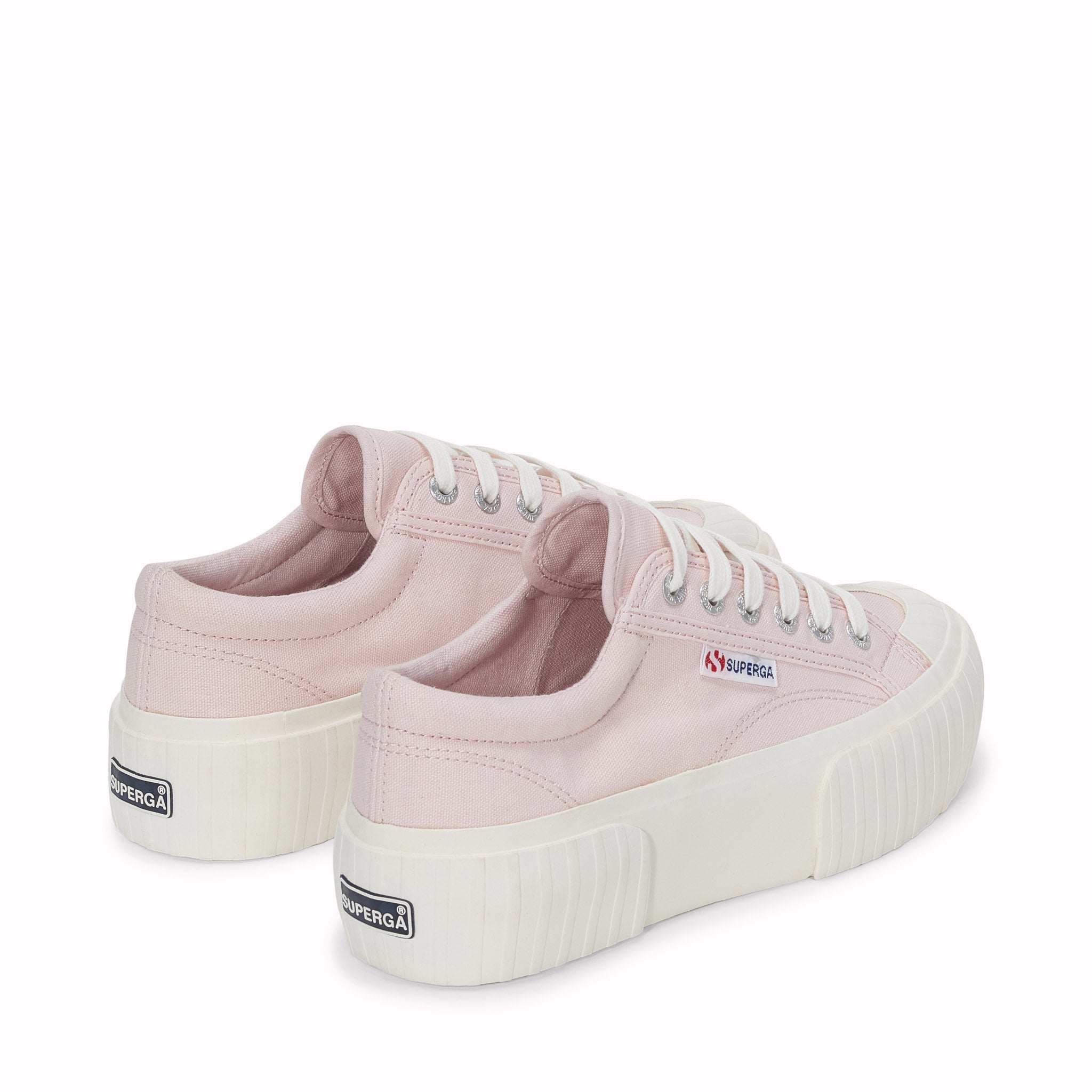 Superga 2631 Stripe Platform Sneakers - Pinkish Avorio. Back view.