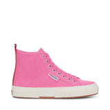 Superga 2750 Mid Cotton Sneakers - Pink Fucshia Red Avorio. Front view.