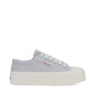 Superga 2631 Stripe Platform Sneakers - Grey Lilla Avorio. Side view.