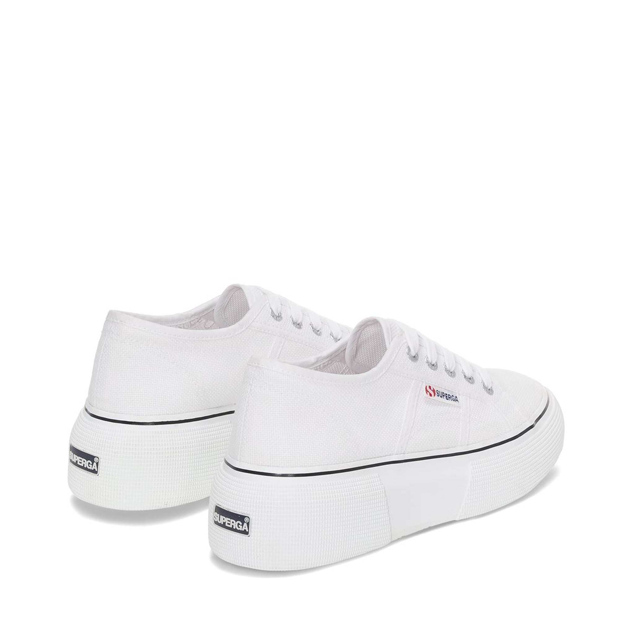 Superga 2287 Bubble Line Sneakers - White Black. Back view.