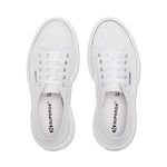 Superga 2287 Bubble Line Sneakers - White Black. Top view.