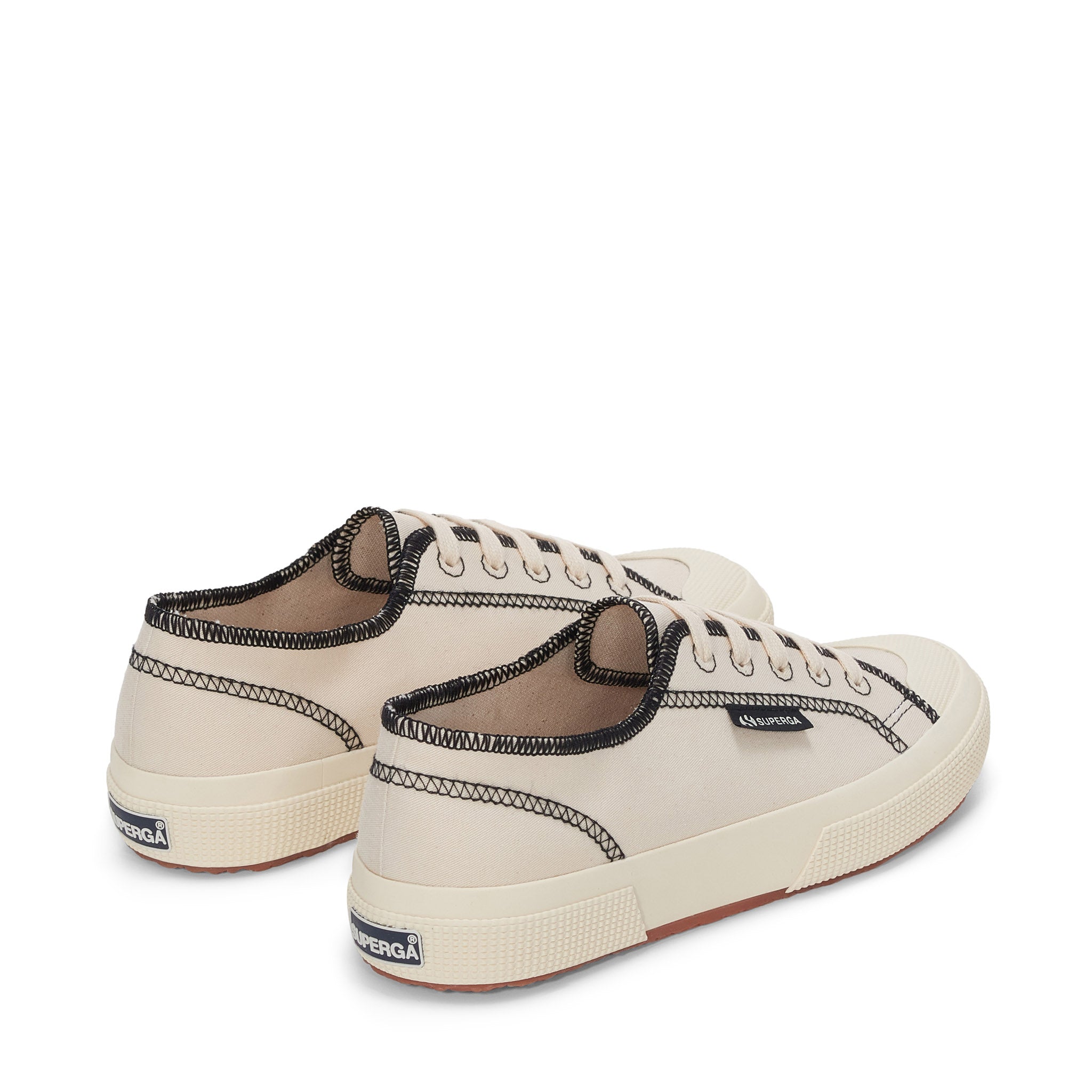 Superga 2294 Drill Overlock Stitching Sneakers - Raw Off White. Back view.