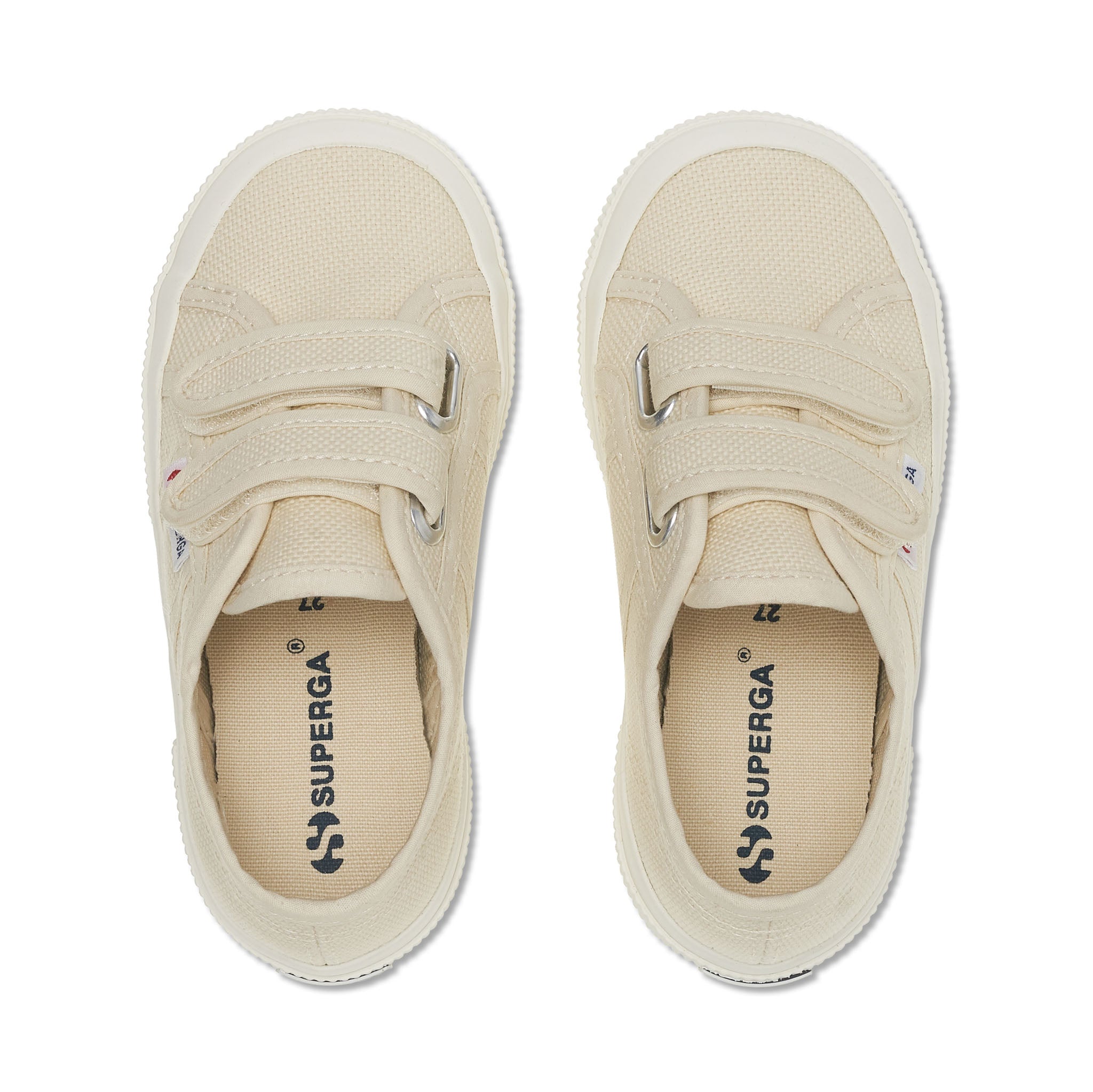 Superga 2750 Kids Cotjstrap Classic Sneakers - Eggshell. Top view.