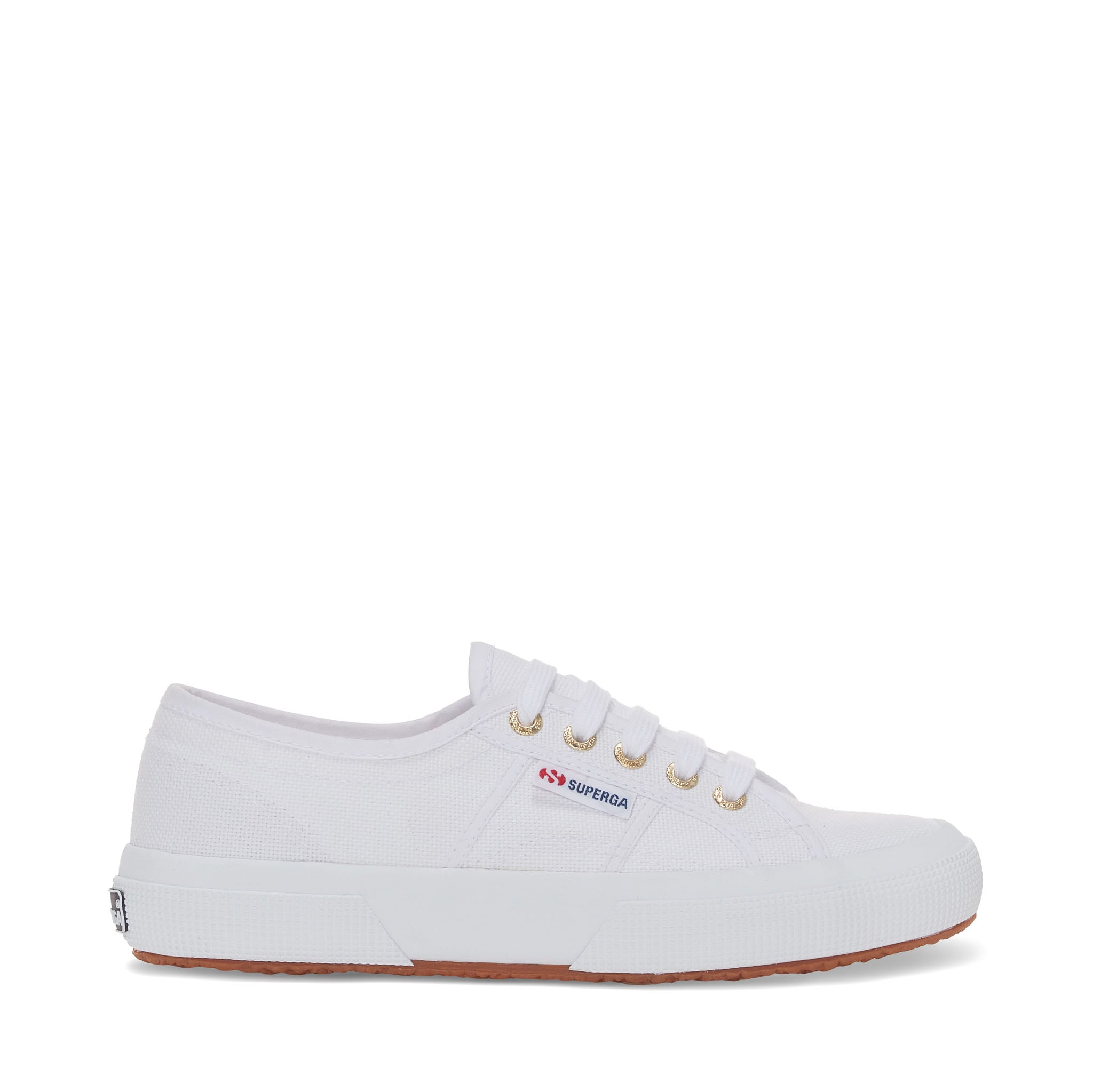 Superga 2750 Cotu Classic Sneakers - White Pale Gold. Side view.