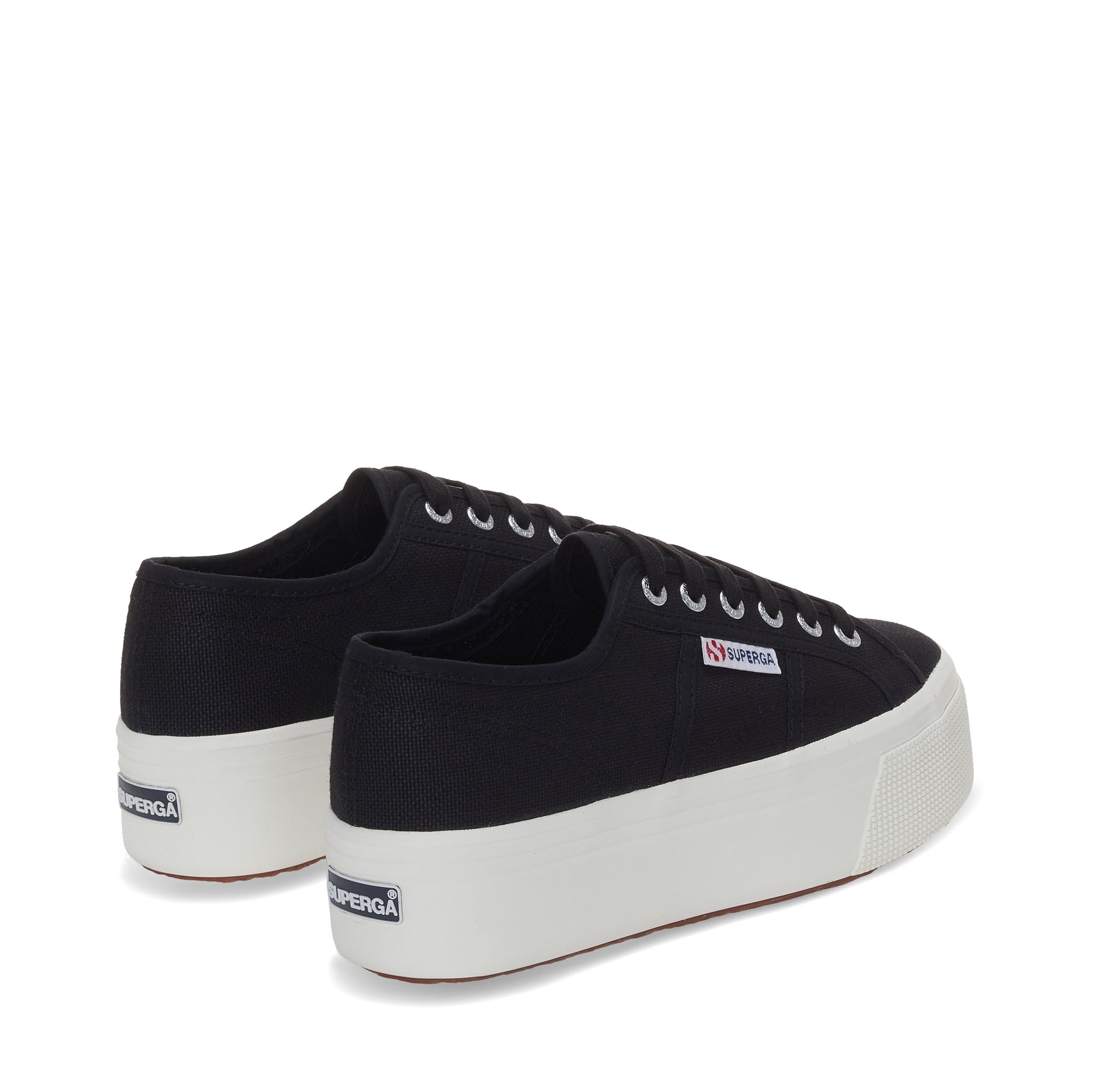 Superga 2790 Platform Sneakers - Black. Back view.