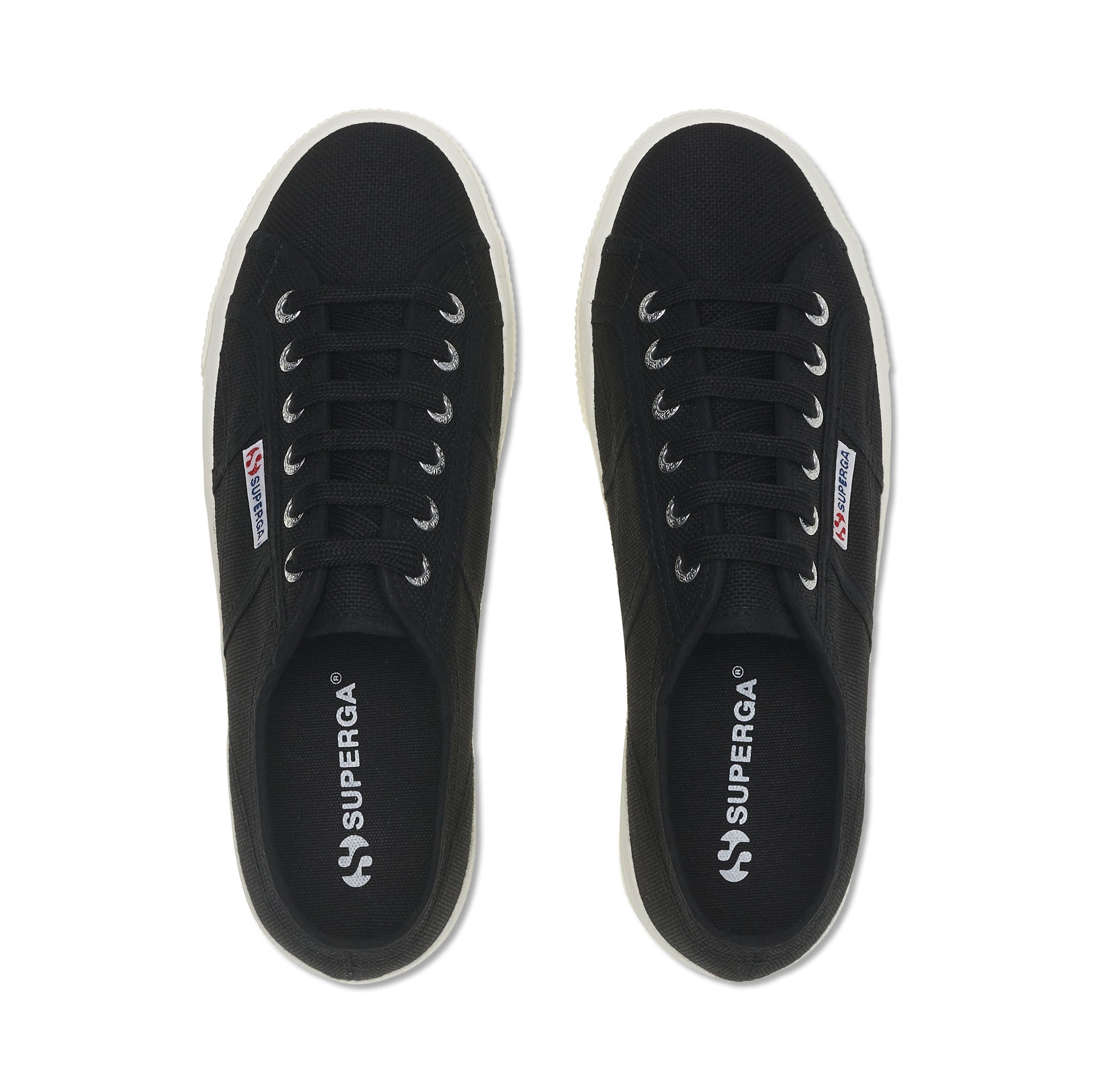 Superga 2790 Platform Sneakers - Black. Top view.