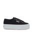 Superga 2790 Platform Sneakers - Black Avorio. Side view.