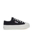 Superga 2631 Stripe Platform Sneakers - Black. Side view.