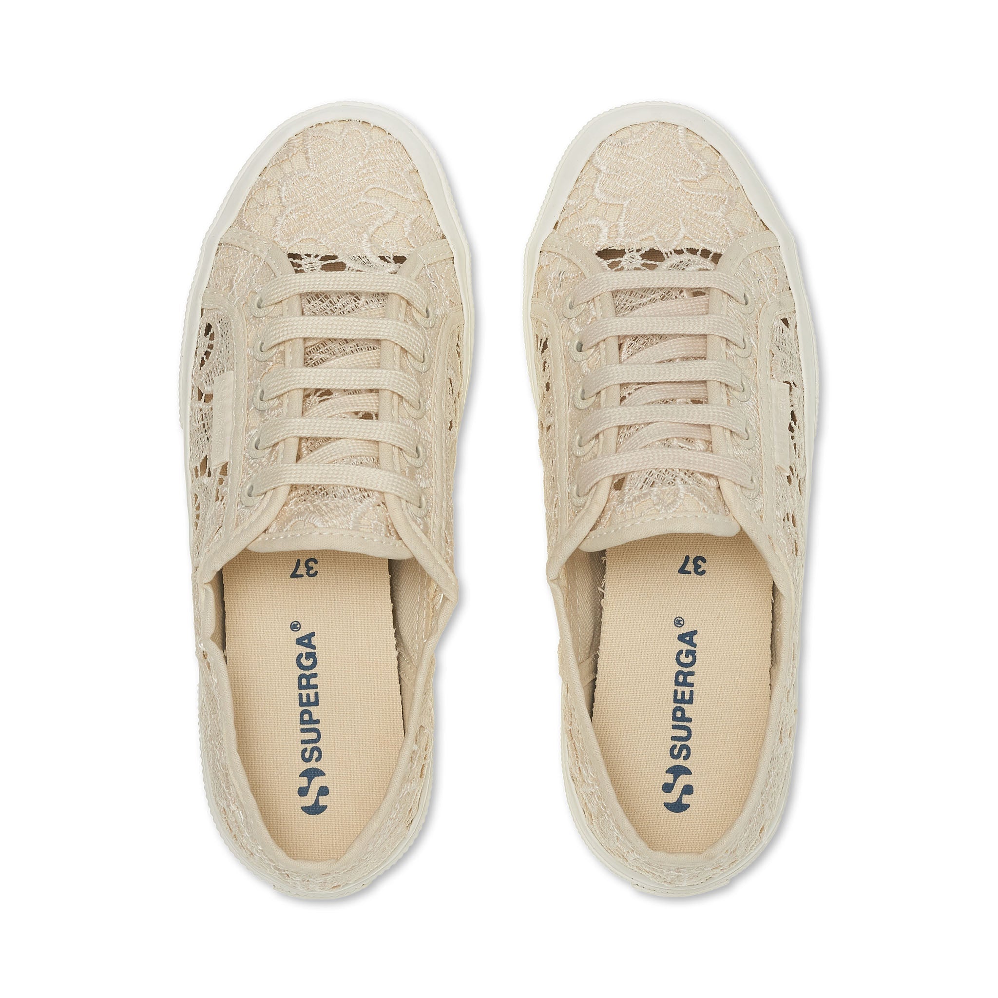 Superga 2750 Macrame Sneakers - Beige. Top view.